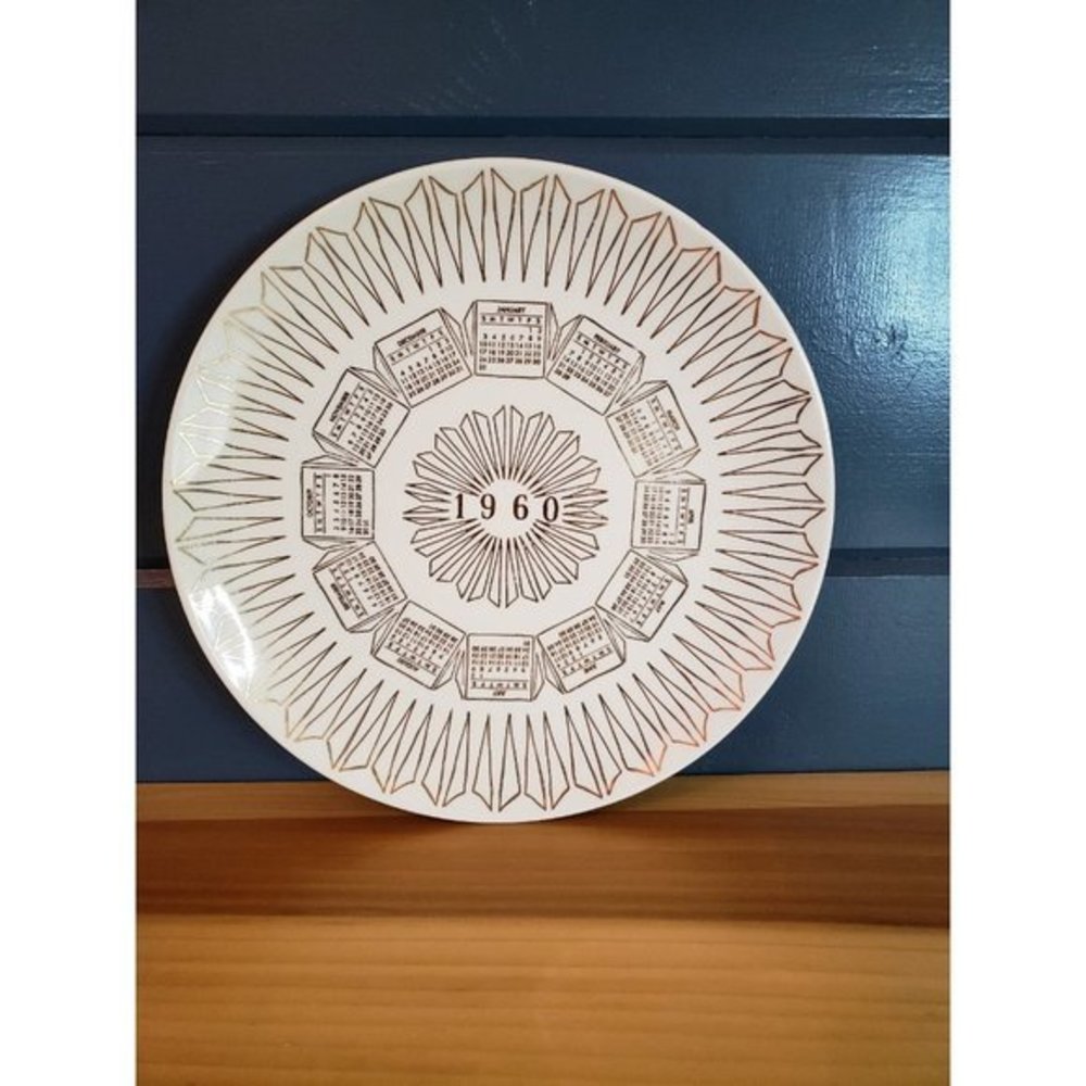 Vintage 1960 Calendar Decorative Plate